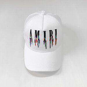 AMIRI White Trucker Hat with Multicolor Logo